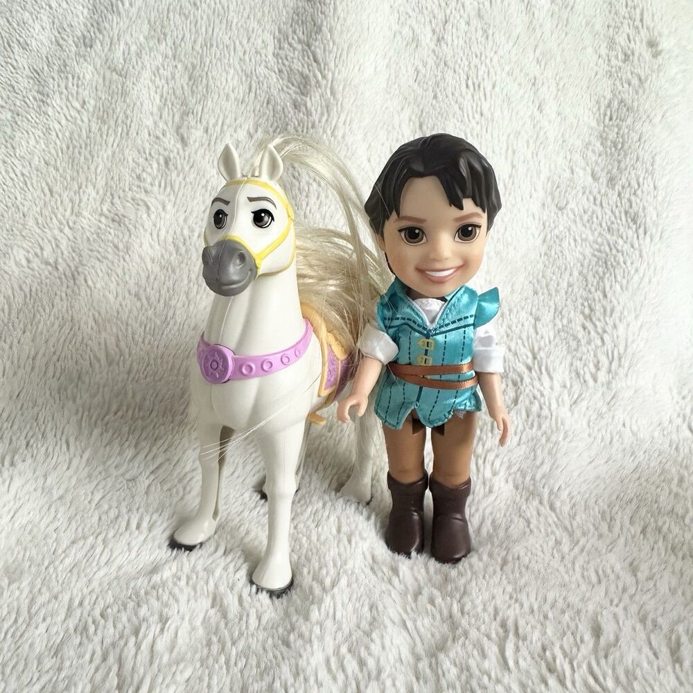 Disney Tangled Petite Princess Flynn Rider And Maximus Horse Figure Toy Doll